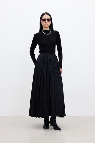 Pleated Maxi Skirt Black