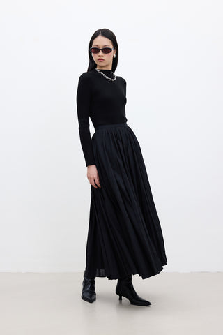 Pleated Maxi Skirt Black