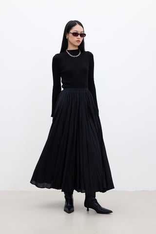 Pleated Maxi Skirt Black