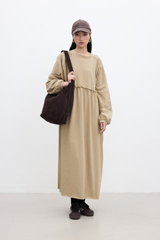 Oversized Ruched Dress Camel
