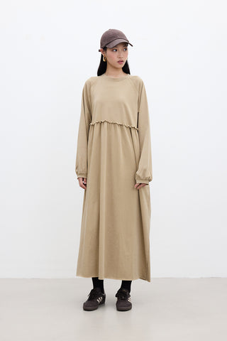 Oversized Ruched Dress Camel
