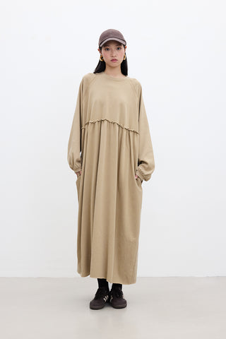 Oversized Ruched Dress Camel