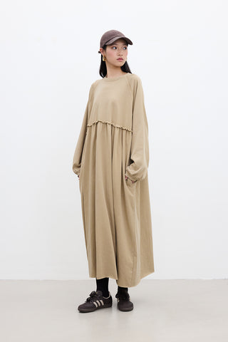 Oversized Ruched Dress Camel
