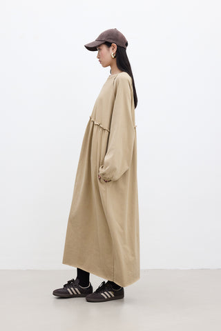 Oversized Ruched Dress Camel
