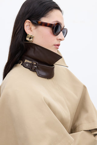 Cape-Detail Trench Coat Camel