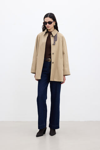 Cape-Detail Trench Coat Camel