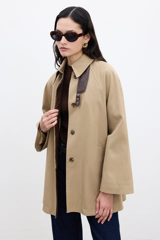 Cape-Detail Trench Coat Camel