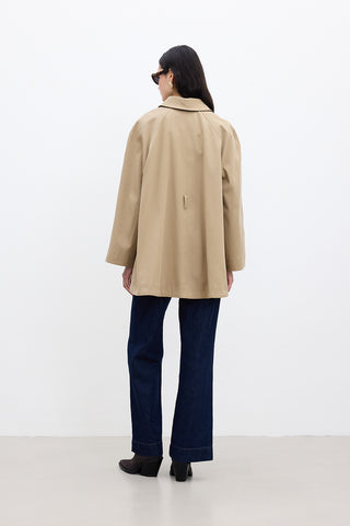 Cape-Detail Trench Coat Camel