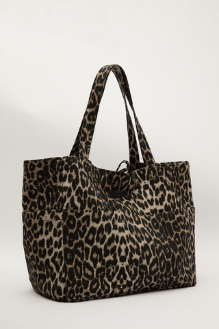 Patterned Canvas Tote Bag Mink