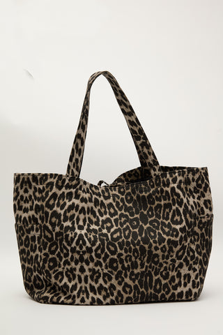 Patterned Canvas Tote Bag Mink