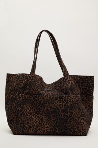 Patterned Canvas Tote Bag Brown