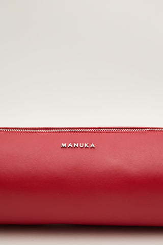 Faux Leather Cylinder Shoulder Bag Red