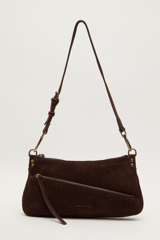 Mari Suede Baguette Bag Dark Brown