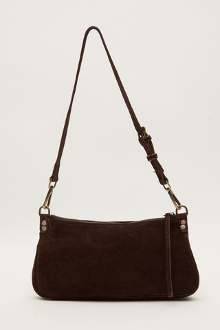 Mari Suede Baguette Bag Dark Brown