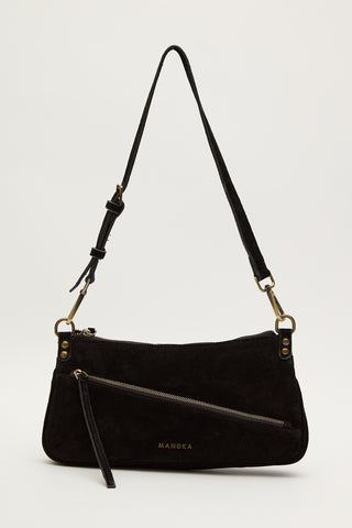 Mari Suede Baguette Bag Black