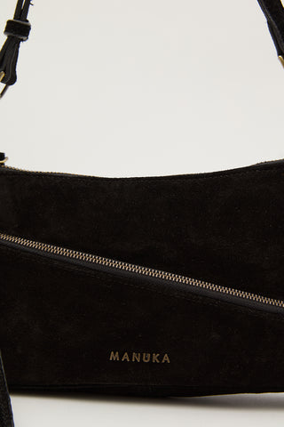 Mari Suede Baguette Bag Black