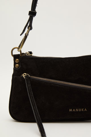 Mari Suede Baguette Bag Black