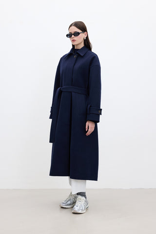 Andy Oversized Cachet Coat Navy Blue