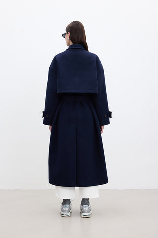 Andy Oversized Cachet Coat Navy Blue