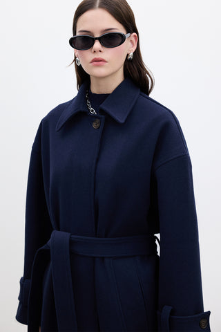 Andy Oversized Cachet Coat Navy Blue