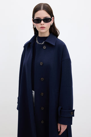 Andy Oversized Cachet Coat Navy Blue