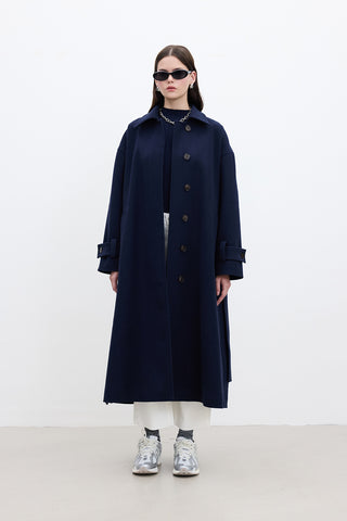 Andy Oversized Cachet Coat Navy Blue