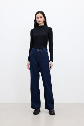 High-Waist Wide-Leg Jeans Dark Blue