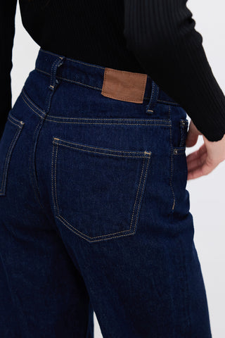 High-Waist Wide-Leg Jeans Dark Blue