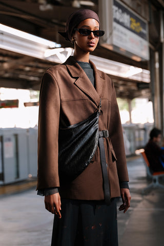 Classic Faux Suede Jacket Brown