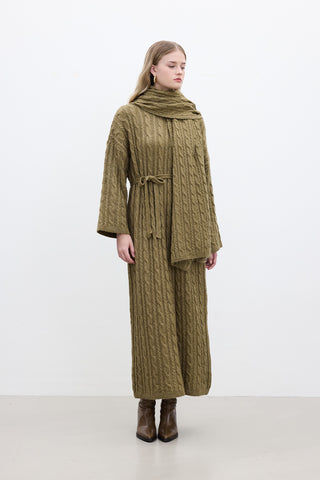 Cable-Knit Sweater Dress Sand