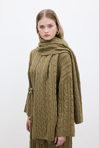 Cable-Knit Sweater Dress Sand