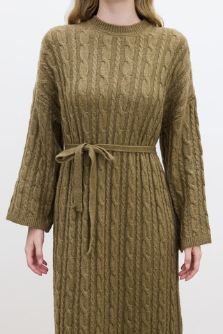 Cable-Knit Sweater Dress Sand