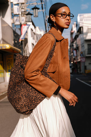 Patterned Canvas Tote Bag Brown