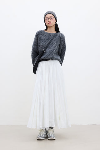 Pleated Maxi Skirt Ecru