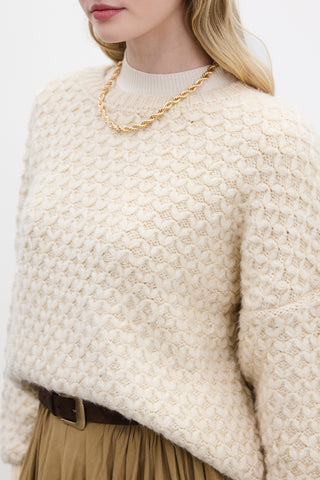 Patterned Knit Sweater Beige