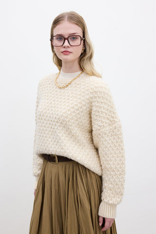 Patterned Knit Sweater Beige