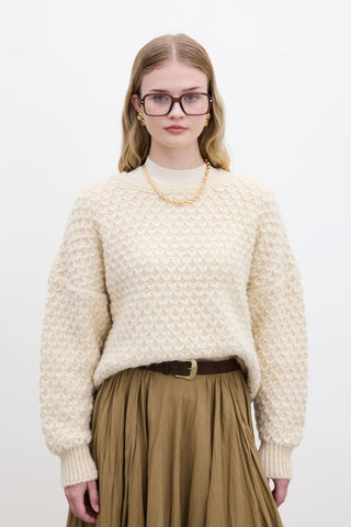 Patterned Knit Sweater Beige