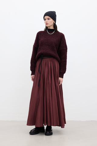 Pleated Maxi Skirt Burgundy