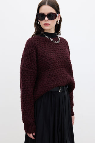 Patterned Knit Sweater Burgundy