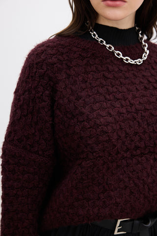 Patterned Knit Sweater Burgundy