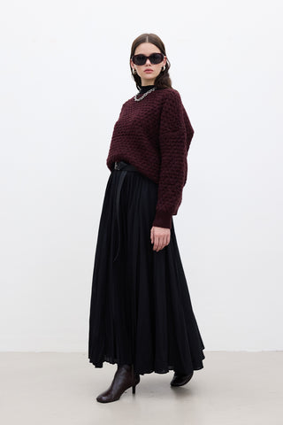 Pleated Maxi Skirt Black