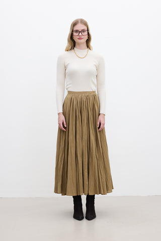 Pleated Maxi Skirt Sand