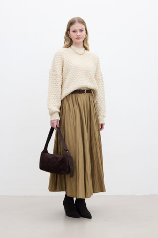 Pleated Maxi Skirt Sand