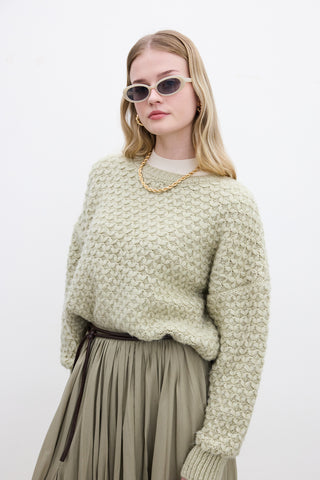 Patterned Knit Sweater Soft Green