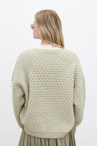 Patterned Knit Sweater Soft Green