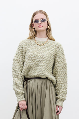 Patterned Knit Sweater Soft Green