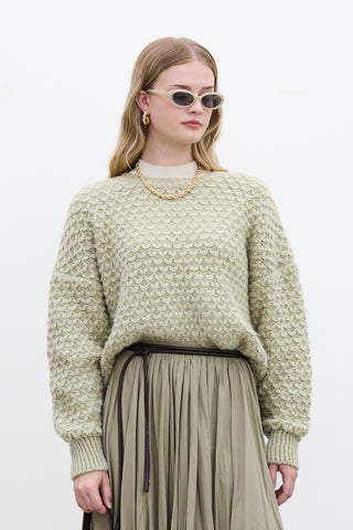 Patterned Knit Sweater Soft Green