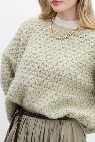 Patterned Knit Sweater Soft Green