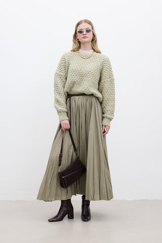 Pleated Maxi Skirt Pistachio