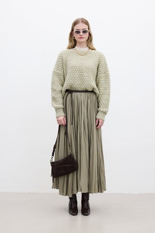 Pleated Maxi Skirt Pistachio